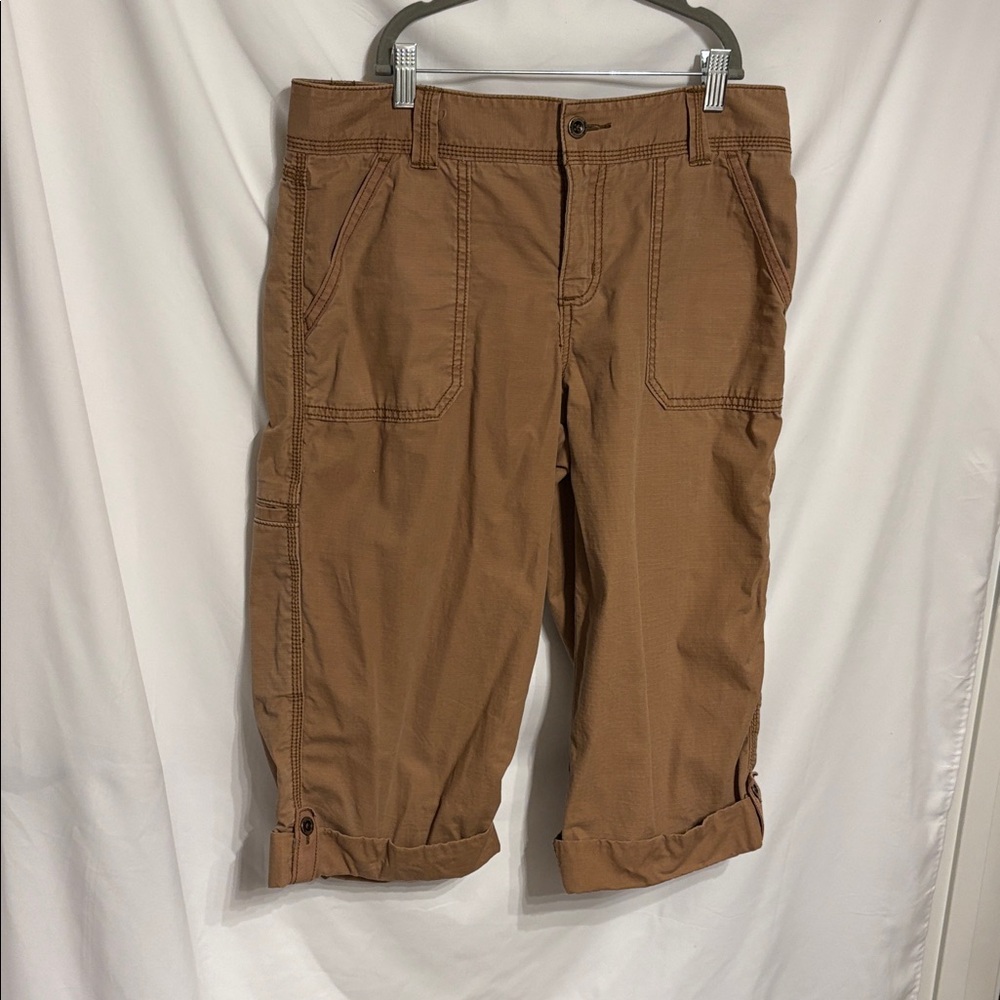 Carhartt Tan Relaxed Fit Capri Pants Ripstop 100% Cotton Farmcore SZ 6